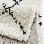 High-pile floor rug - Allure Stripe Cream/black