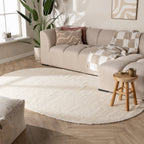 Oval Wool Rug - Feline White