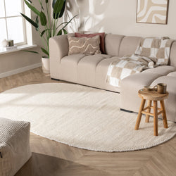 Oval Wool Rug - Feline White