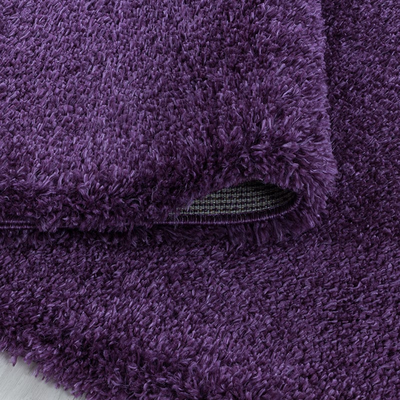 Round High-Pile Floor Rug - Fuzzy Purple