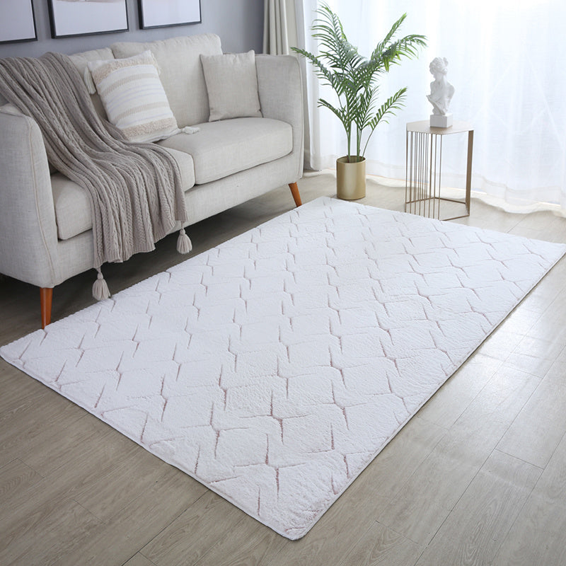 Soft geometric floor rug - Vellion Square White/Pink