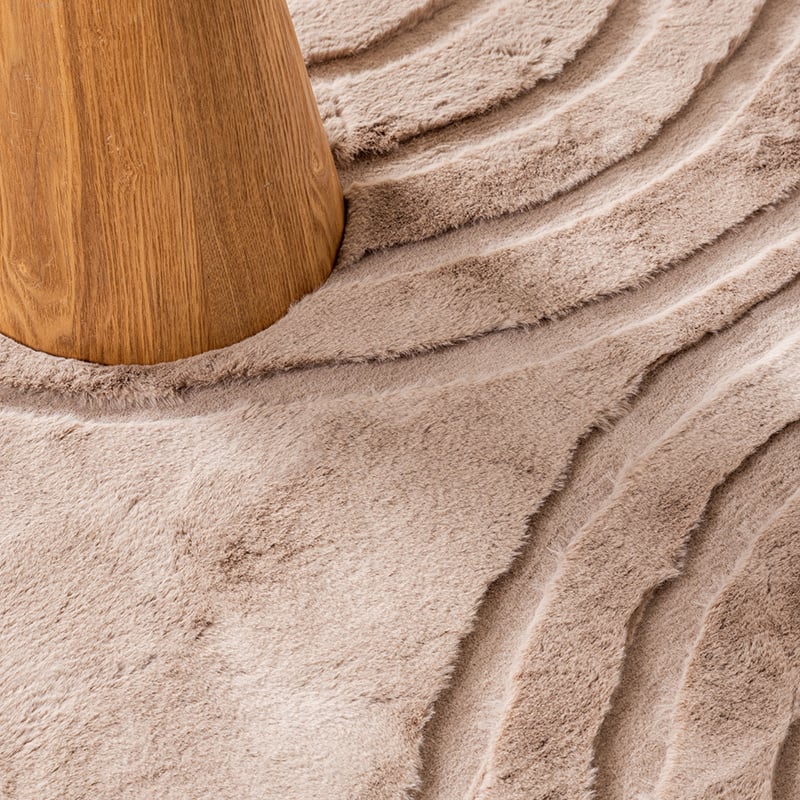 Round High Pile Rug - Carvy Arches Taupe