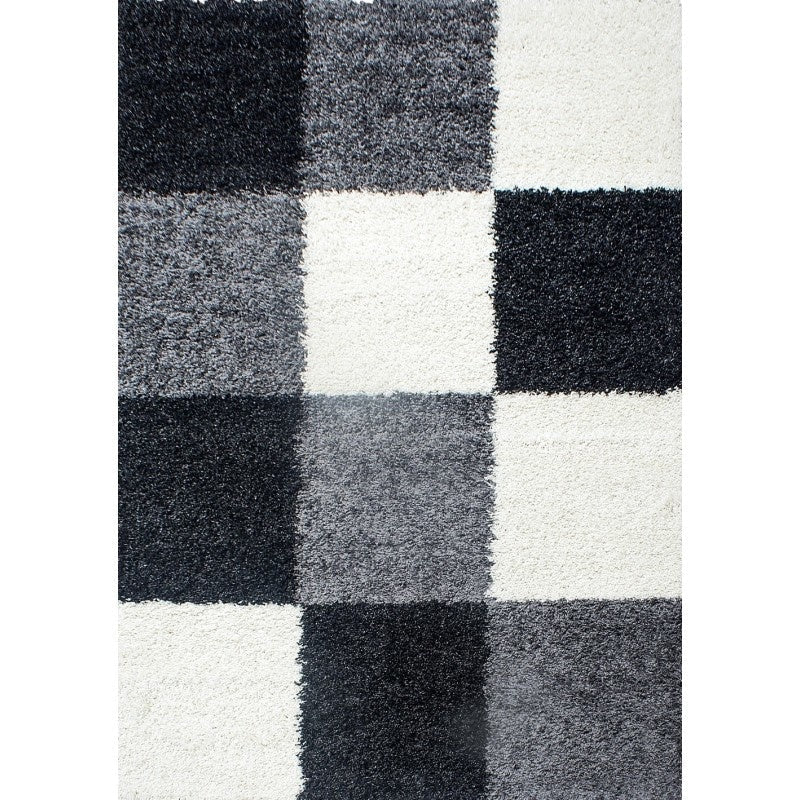 High-Pile Floor Rug - Cube Black