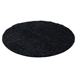 Round high-pile floor rug - Life Anthracite