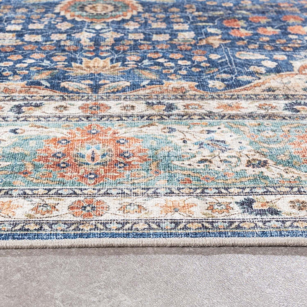 Indoor Outdoor Rug - Kairo Medallion Dark Blue/Terra