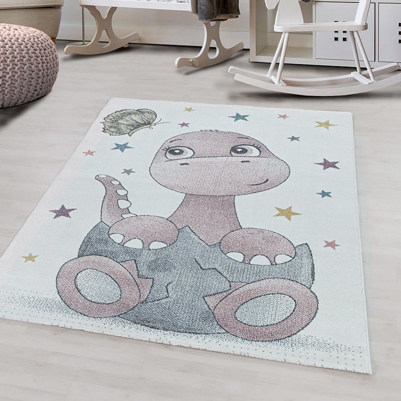 Children's floor rug - Fleurtje Dino Pink