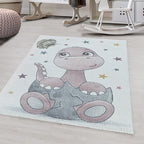 Children's floor rug - Fleurtje Dino Pink