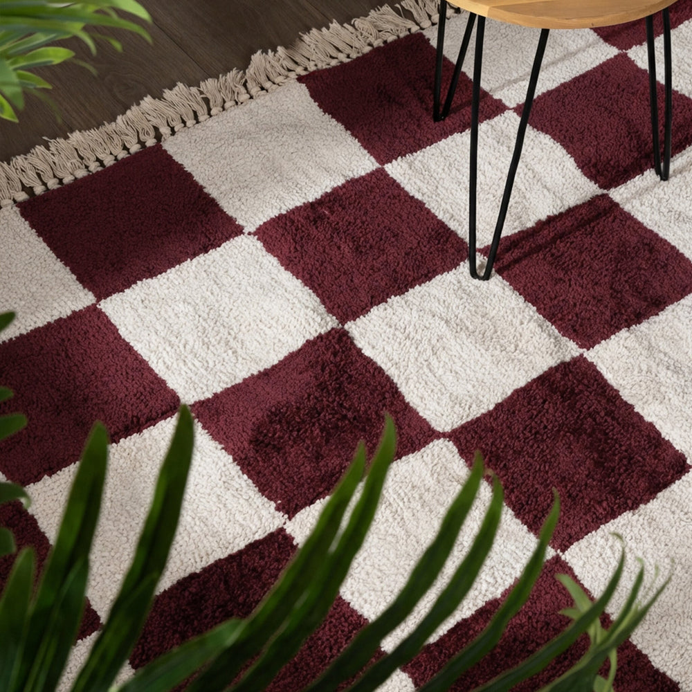 Checkerboard rug - Blox Fringe Red