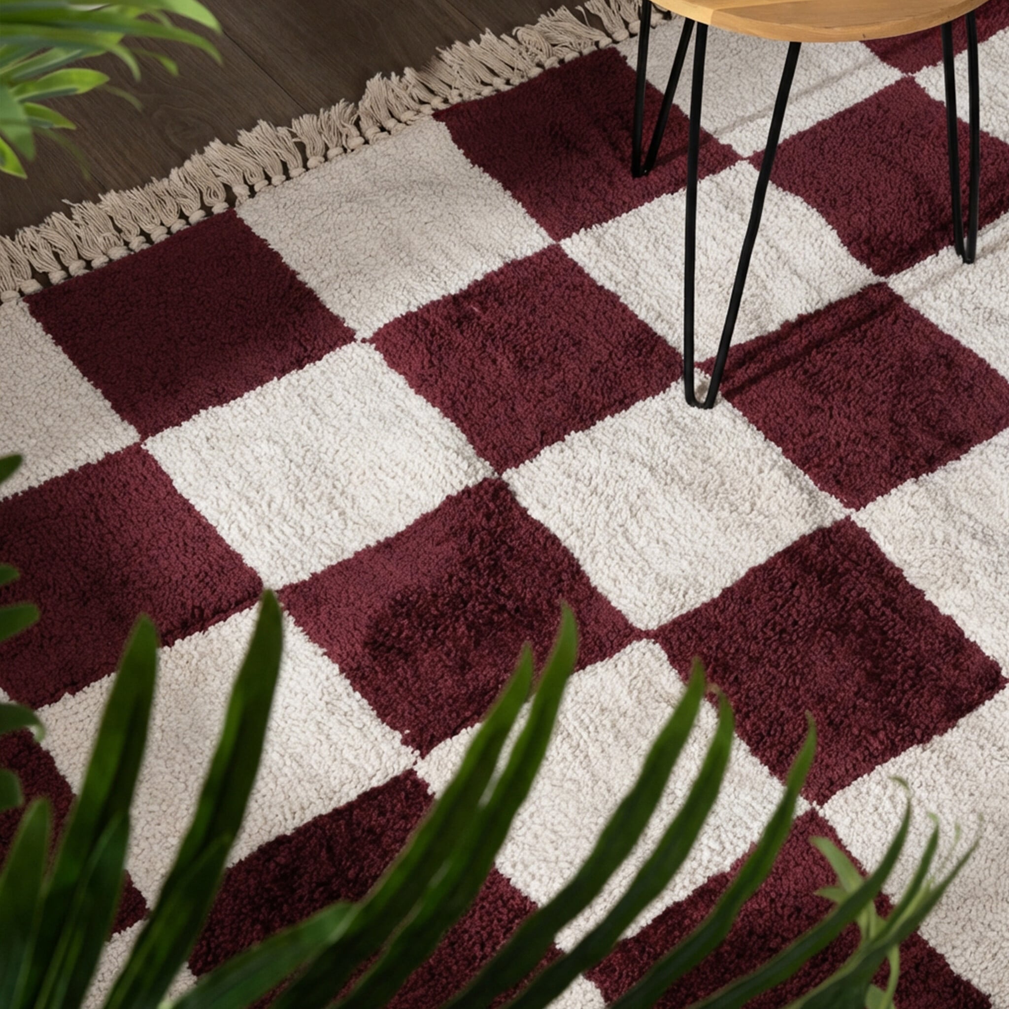 Checkerboard rug - Blox Fringe Red