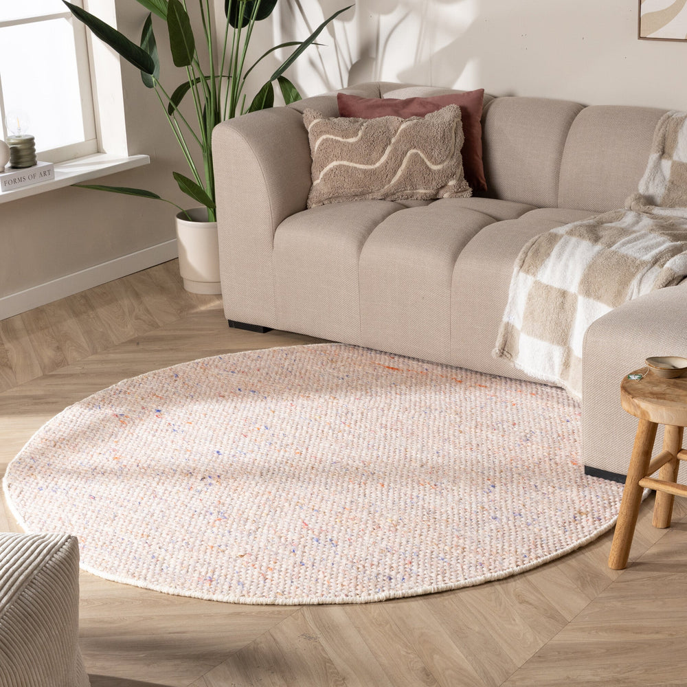 Round Wool Rug - Feline Pastel