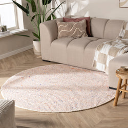 Round Wool Rug - Feline Pastel
