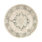 Round Vintage Rug - Spring Medallion Cream/Green