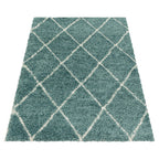 Berber floor rug - Agadir Lines Blue/Cream