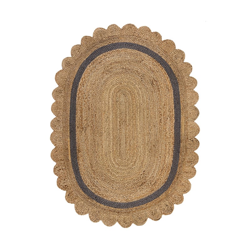 Oval jute floor rug - Grazo Natural/Grey