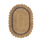 Oval jute floor rug - Grazo Natural/Grey