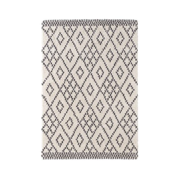 High-pile floor rug - Hamar Cubes Cream/Grey