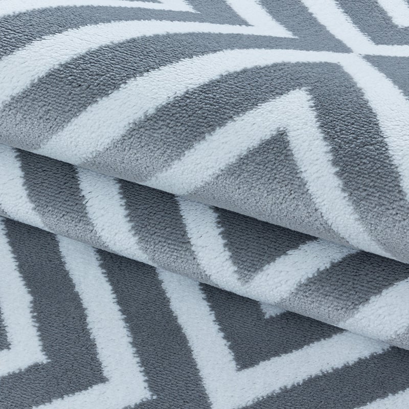 Modern floor rug - Streaky Square Grey/White