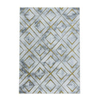 Modern floor rug - Marble Square Grey/Gold