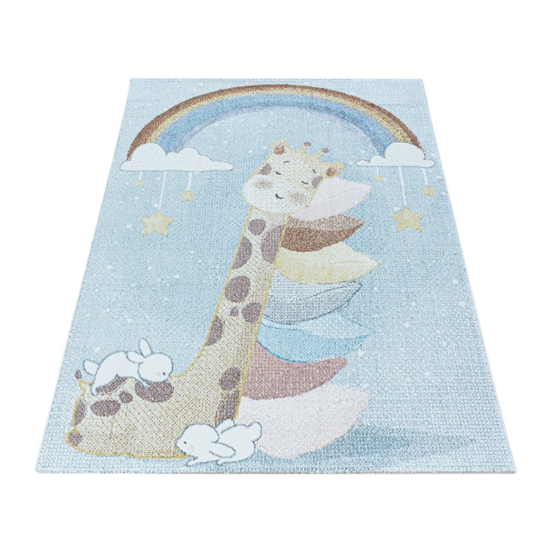 Children's floor rug - Lucy Giraffe Blue