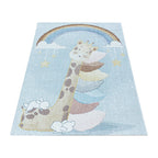 Children's floor rug - Lucy Giraffe Blue