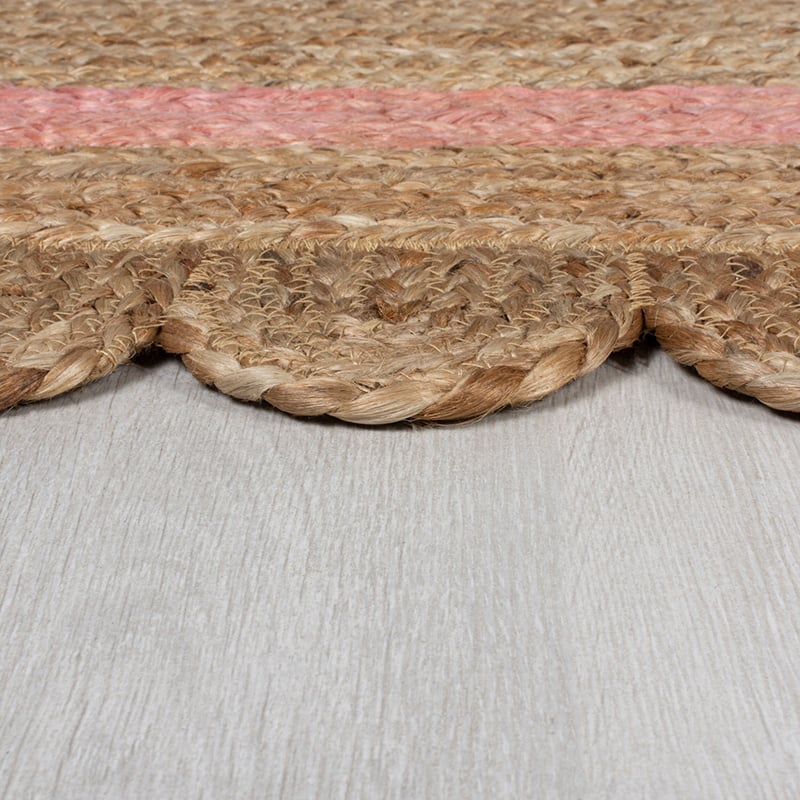 Jute floor rug - Grazo Natural/Pink