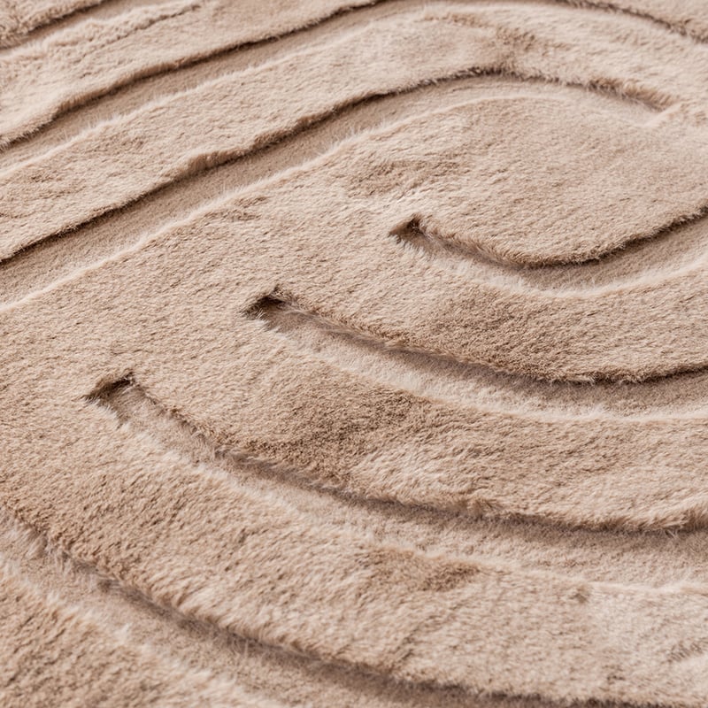 Round High Pile Rug - Carvy Curves Taupe