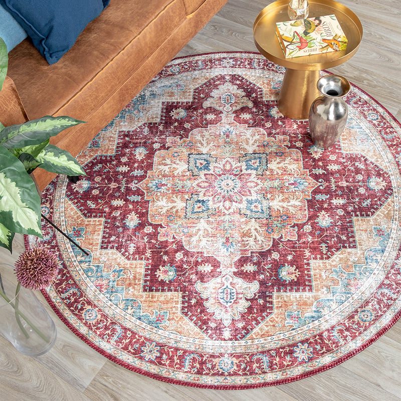 Round Vintage Rug - Azara Red