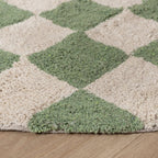 Round Retro Rug - Gambit Green/White