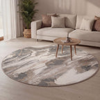 Round washable rug - Misha Lines Cream/Grey