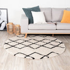 Round High Pile Rug - Grand Diamond Cream/Black