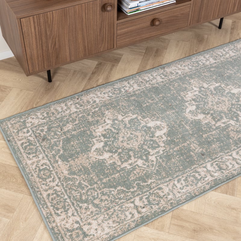 Vintage Runner Rug - Spring Medallion Green/Cream