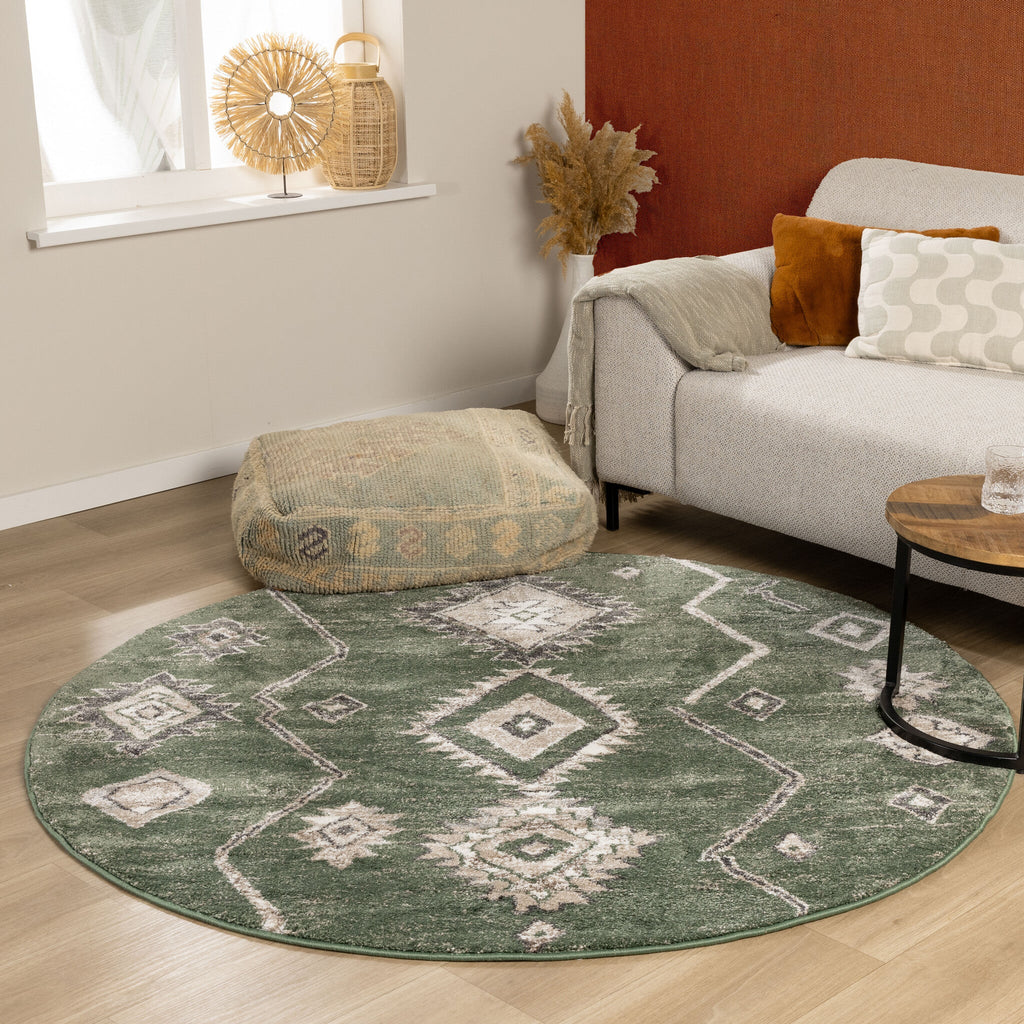 Round berber rug - Blend Aztec Green