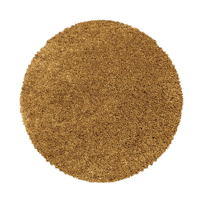 Round High-Pile Floor Rug - Softy Ochre Yellow