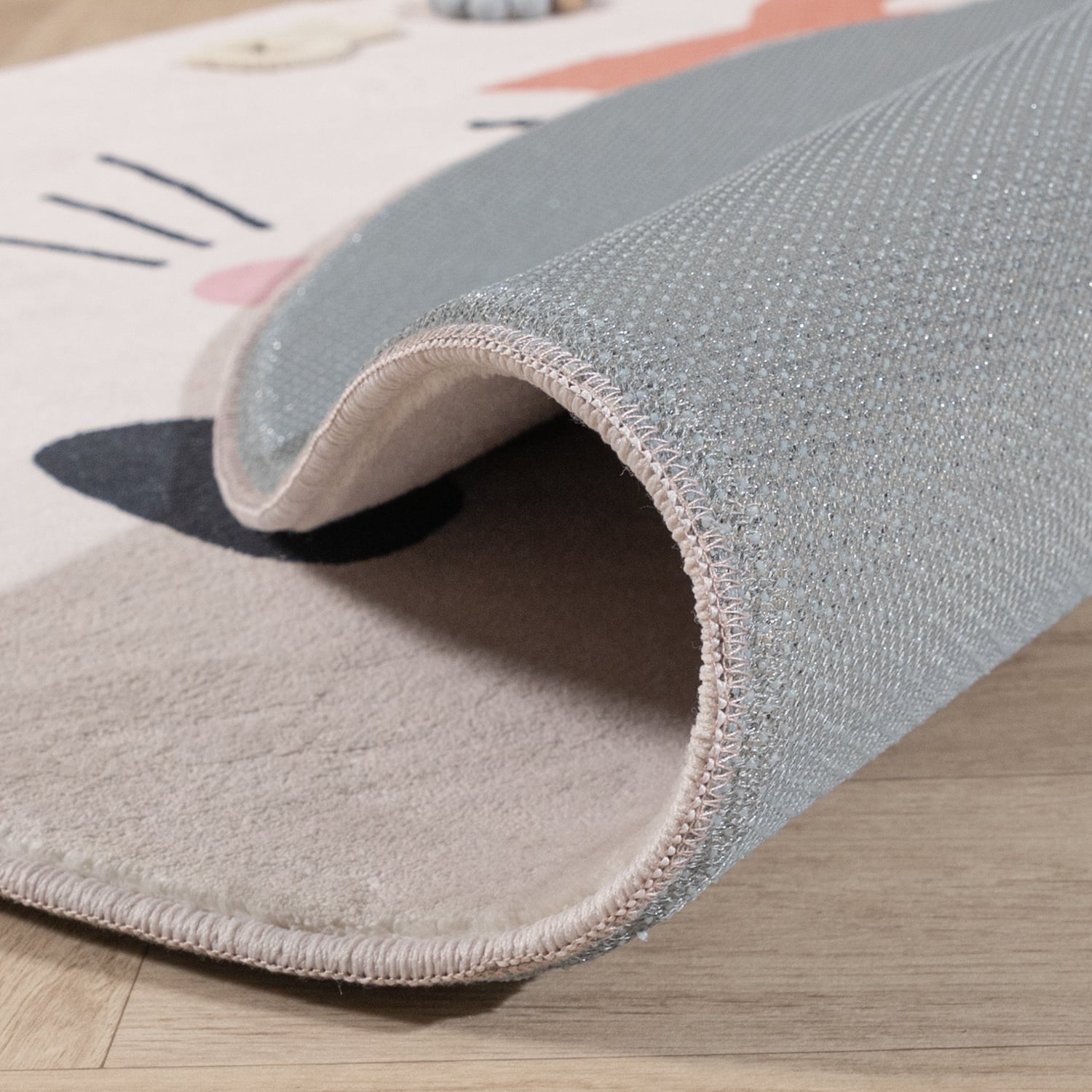 Round Washable Kids Rug - Sammy Fox Orange