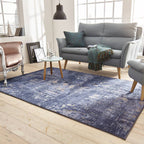 Vintage floor rug - Golden Good Blue