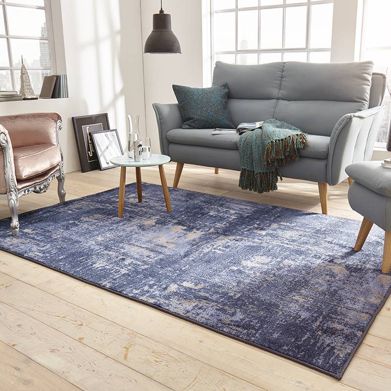 Vintage floor rug - Golden Good Blue