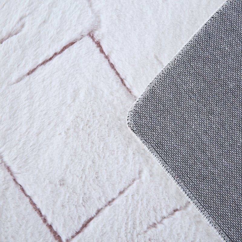 Soft geometric floor rug - Vellion Square White/Pink