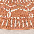 Round Modern Outdoor Rug - Porto Aztec Terracotta