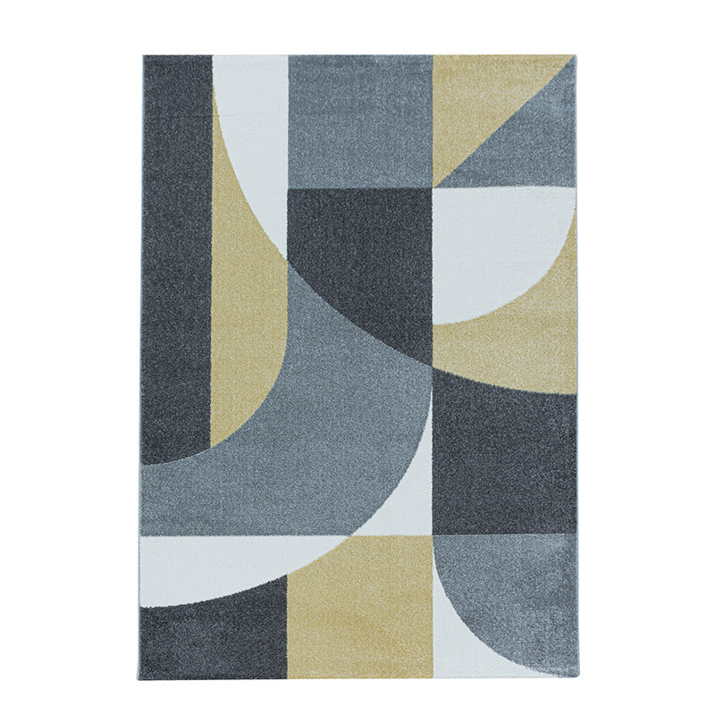 Retro floor rug - Stencil Forms Yellow/Grey