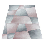 Low-Pile Floor Rug - Smoothly Design Pink/Gray