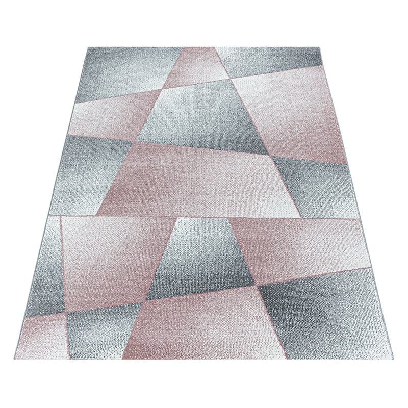 Low-Pile Floor Rug - Smoothly Design Pink/Gray