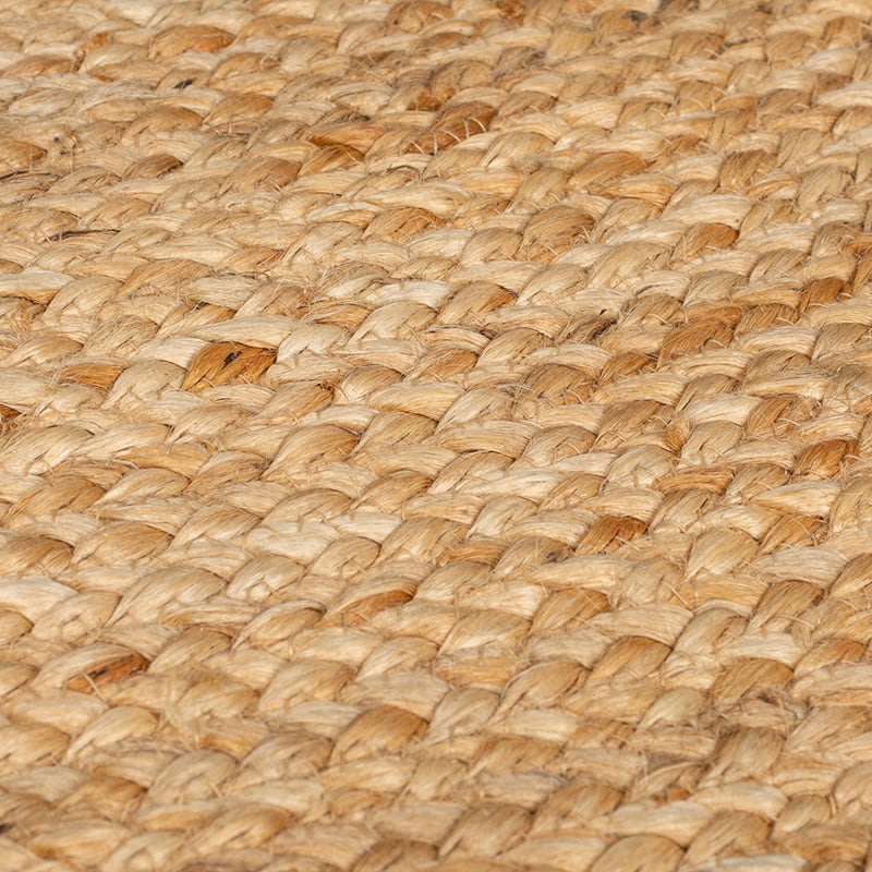 Round jute floor rug - Kahano Natural/Terracotta