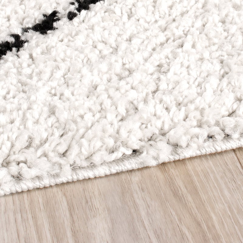 Square High Pile Rug - Grand Lines Cream/Black