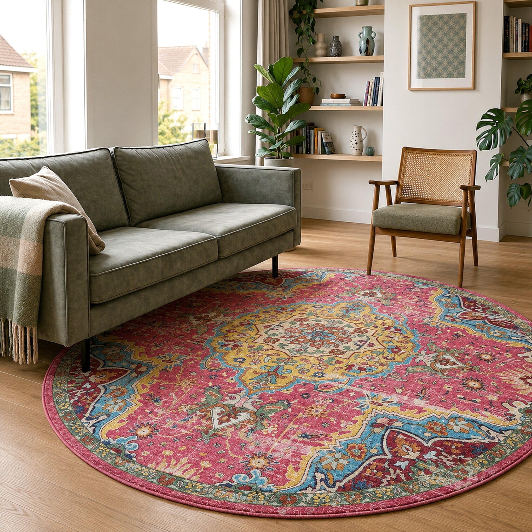 Round oriental rug - Leyla Medallion Multicolor