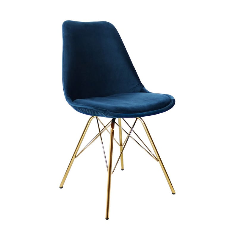 Velvet chair dark blue - Gold frame