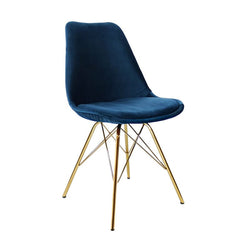Velvet chair dark blue - Gold frame