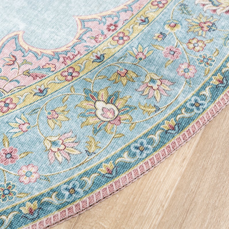 Round Vintage Rug - Lily Medallion Light Blue