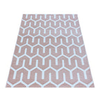 Modern Floor Rug - Streaky Pattern Pink/White