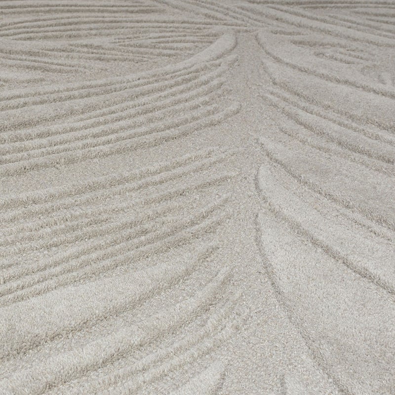 Round modern rug - Solacio Leaves Grey