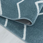 Low-pile floor rug - Smoothly Weave Blue/White